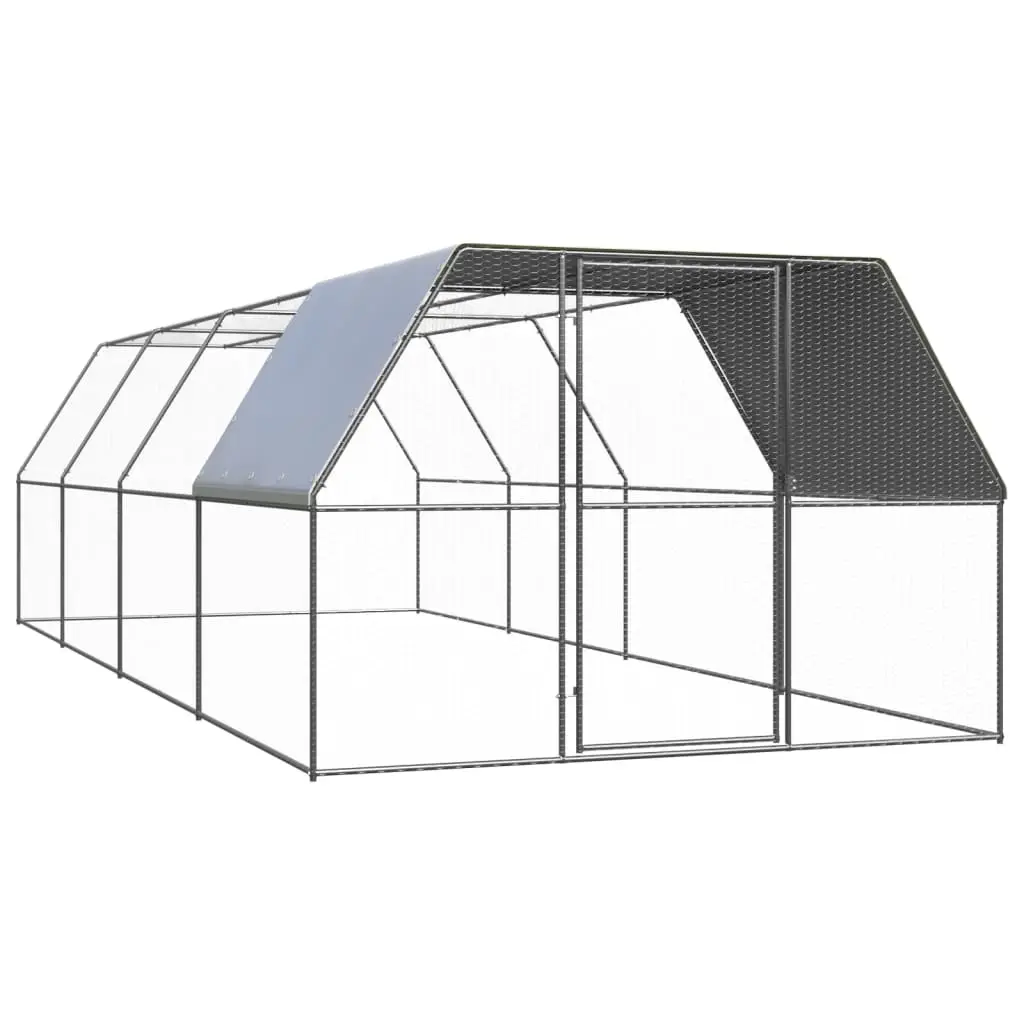 Outdoor Chicken Cage 3x8x2 m Galvanised Steel 3089326 - Pets