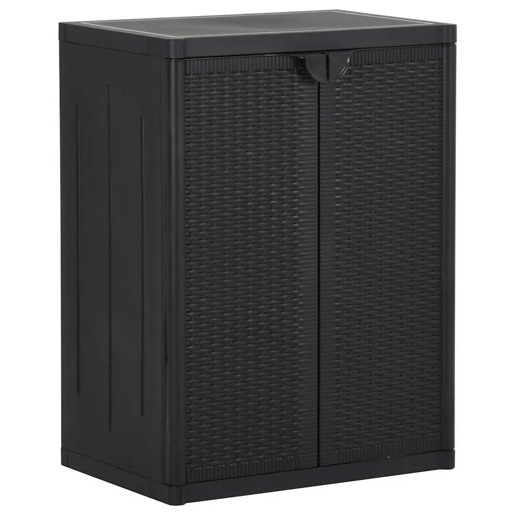 Garden Storage Cabinet Black 65x45x88 cm PP Rattan 151236 - Furniture