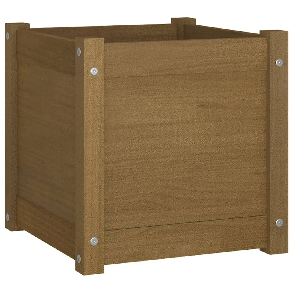 Garden Planter Honey Brown 40x40x40 cm Solid Pinewood 810540 - Home & Garden