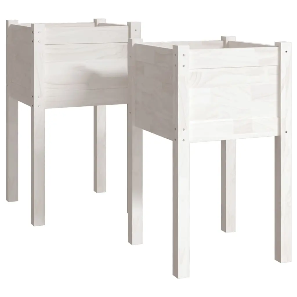 Garden Planters 2 pcs White 40x40x70 cm Solid Pinewood 810792 - Home & Garden