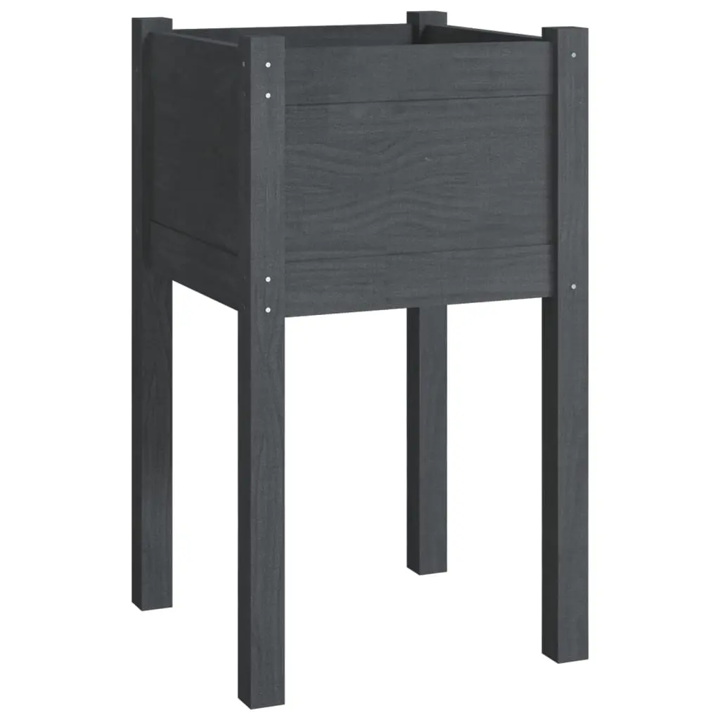 Garden Planter Grey 40x40x70 cm Solid Pinewood 810793 - Home & Garden