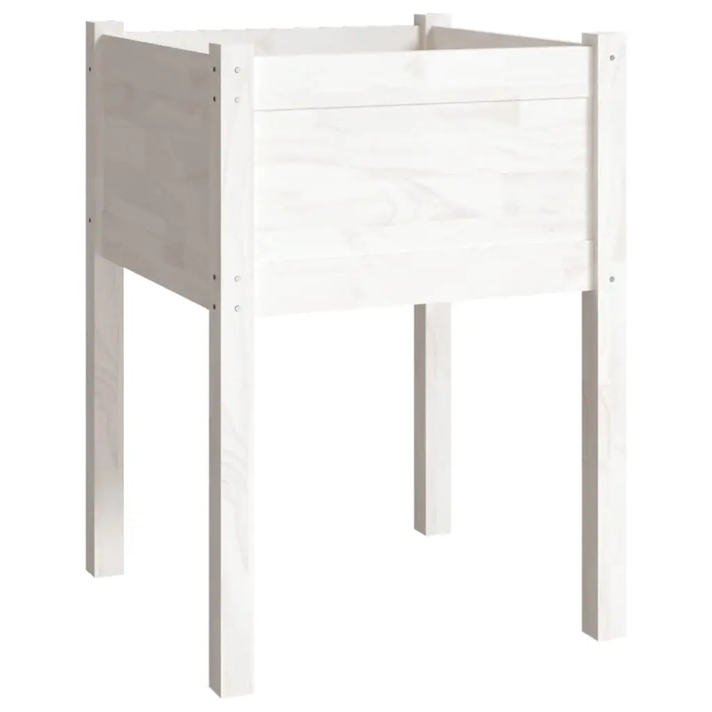 Garden Planter White 50x50x70 cm Solid Pinewood 810801 - Home & Garden