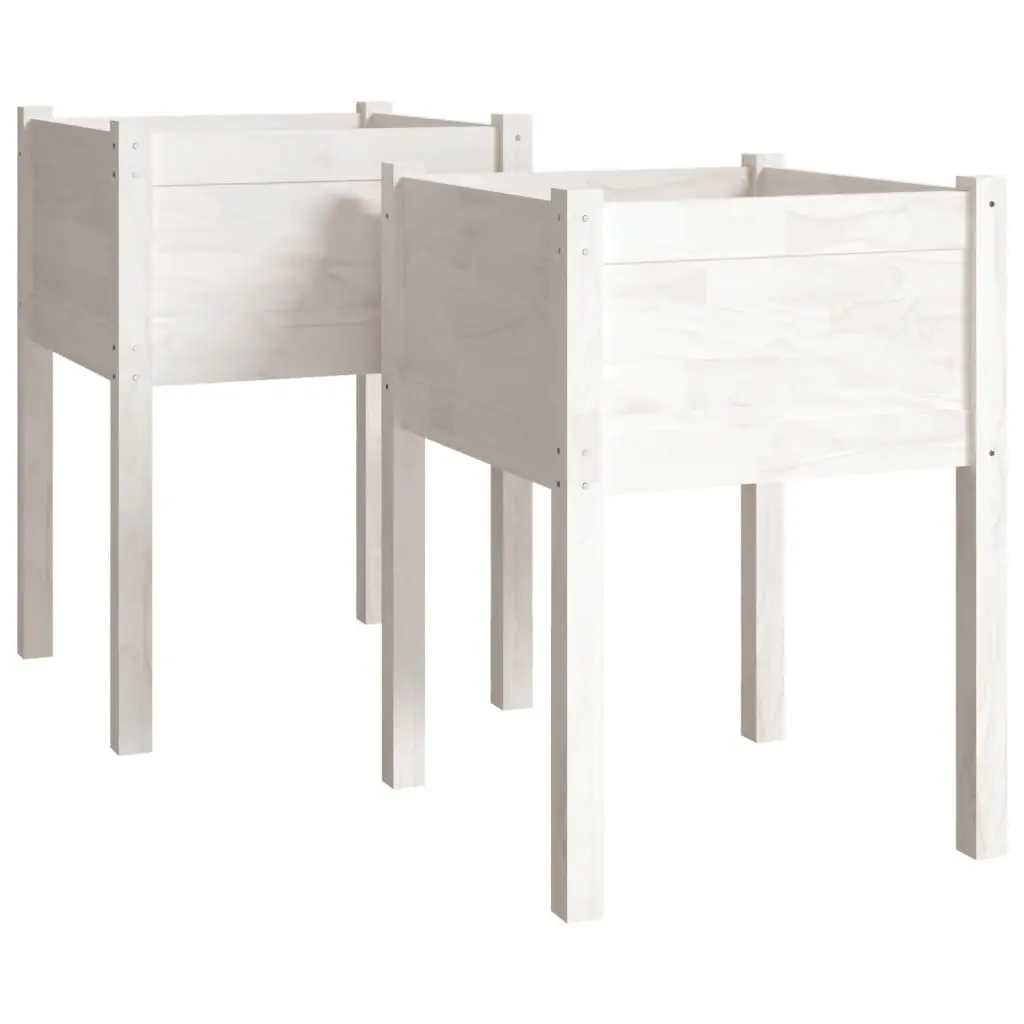 Garden Planters 2 pcs White 50x50x70 cm Solid Pinewood 810802 - Home & Garden