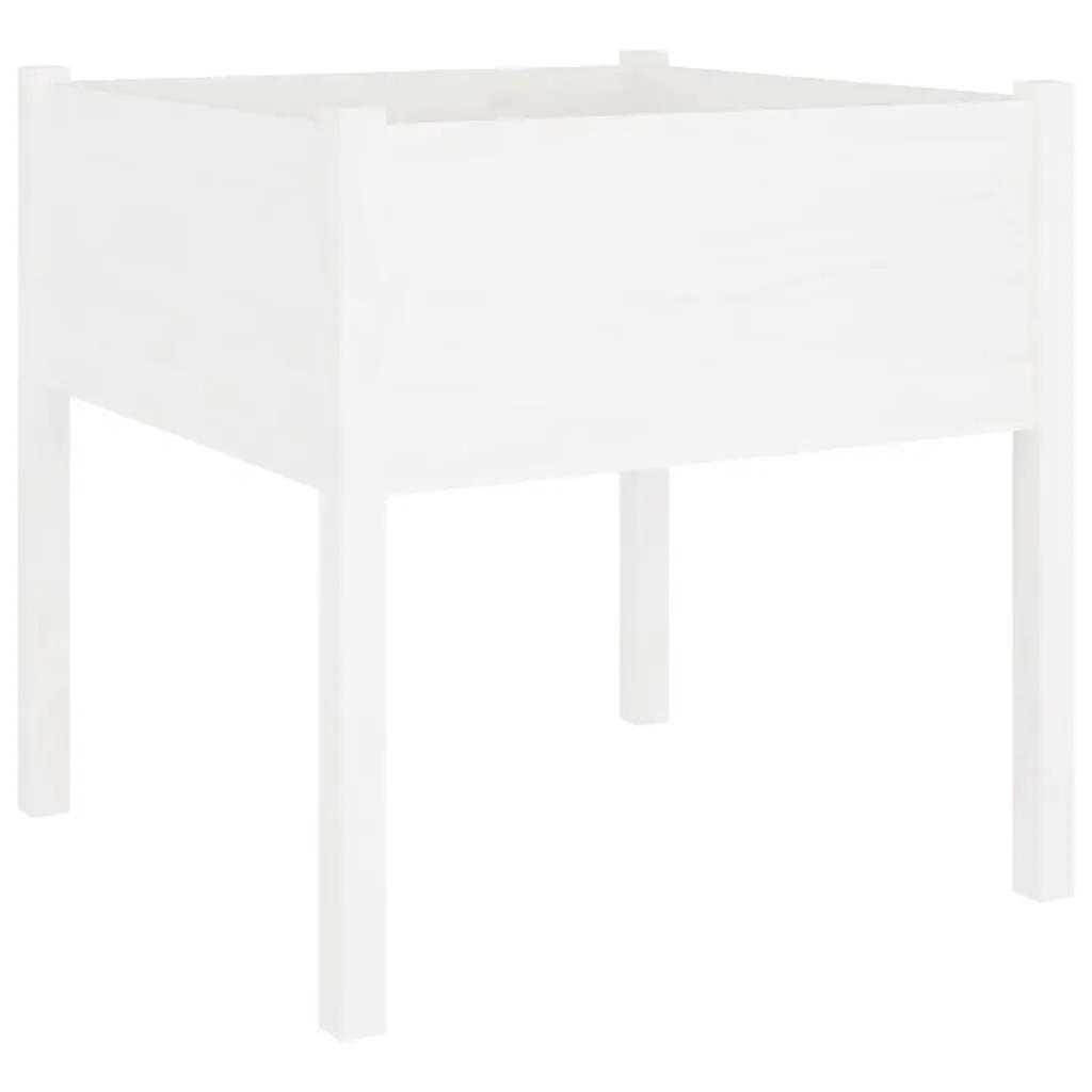 Garden Planter White 70x70x70 cm Solid Pinewood 810811 - Home & Garden