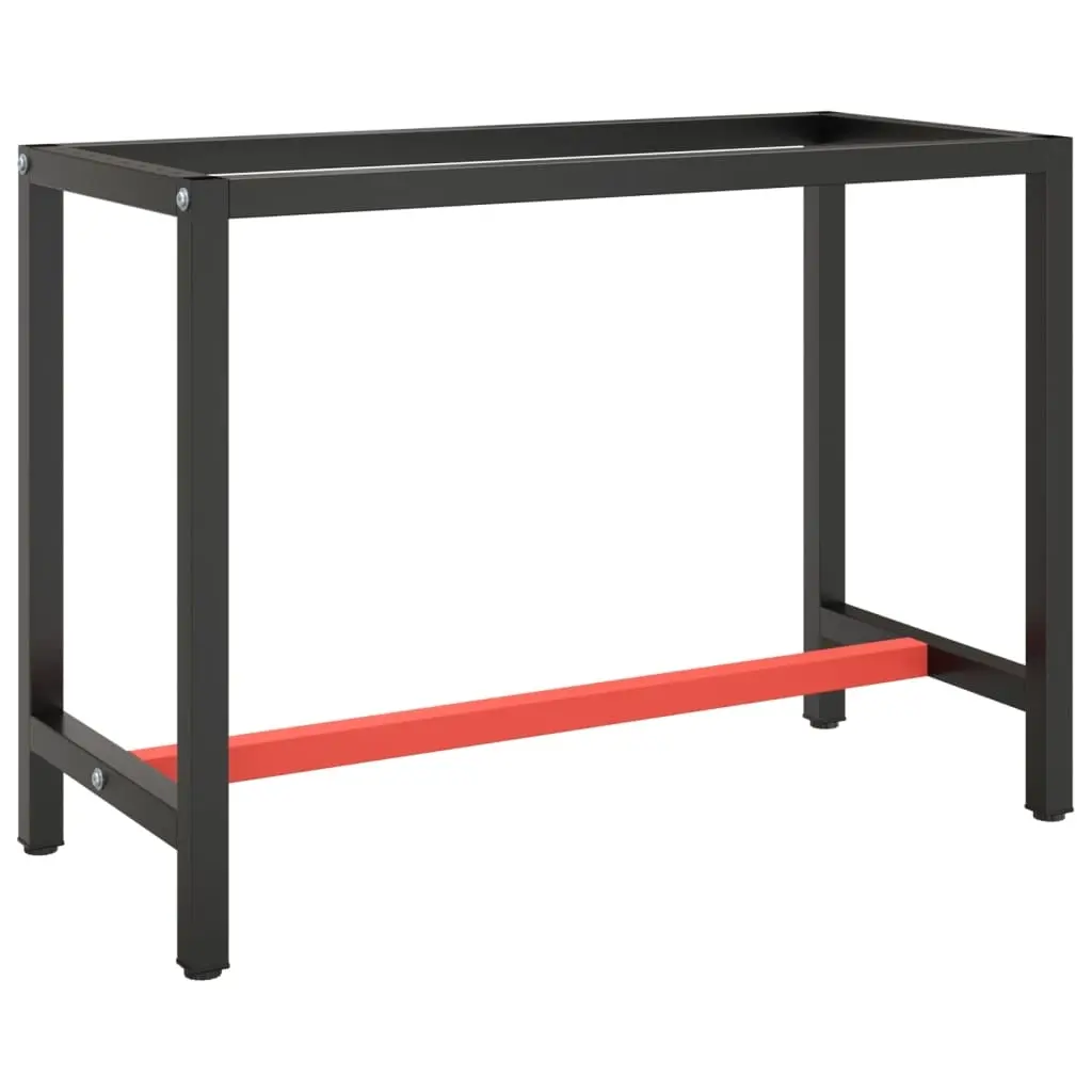Work Bench Frame Matte Black and Matte Red 110x50x79 cm Metal 151450 - Furniture