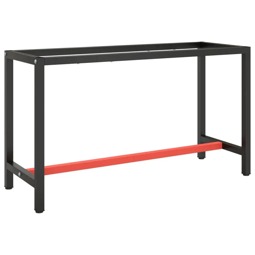 Work Bench Frame Matte Black and Matte Red 140x50x79 cm Metal 151451 - Furniture