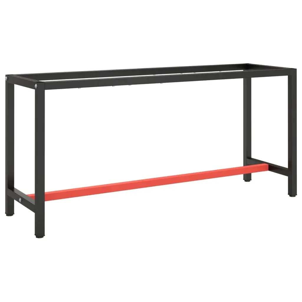 Work Bench Frame Matte Black and Matte Red 170x50x79 cm Metal 151452 - Furniture
