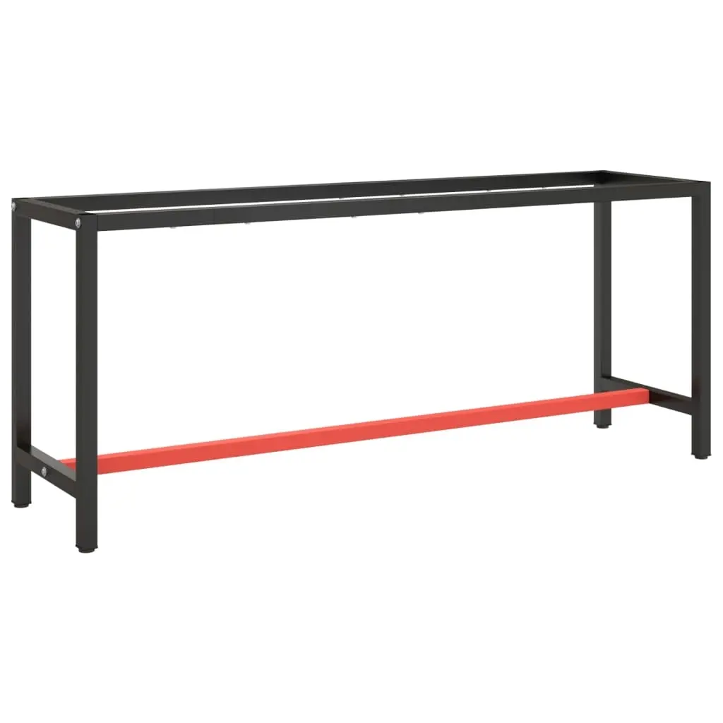 Work Bench Frame Matte Black and Matte Red 190x50x79 cm Metal 151453 - Furniture