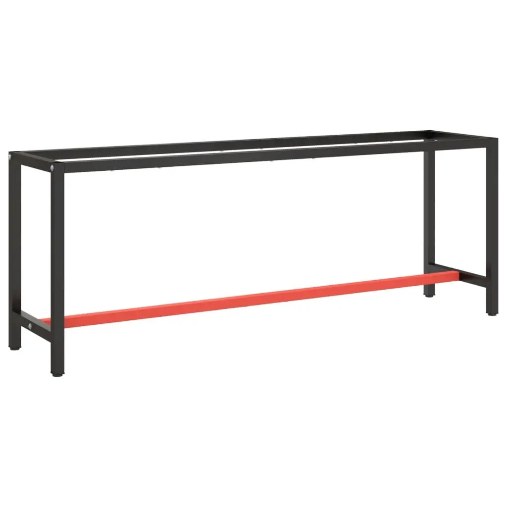 Work Bench Frame Matte Black and Matte Red 210x50x79 cm Metal 151454 - Furniture