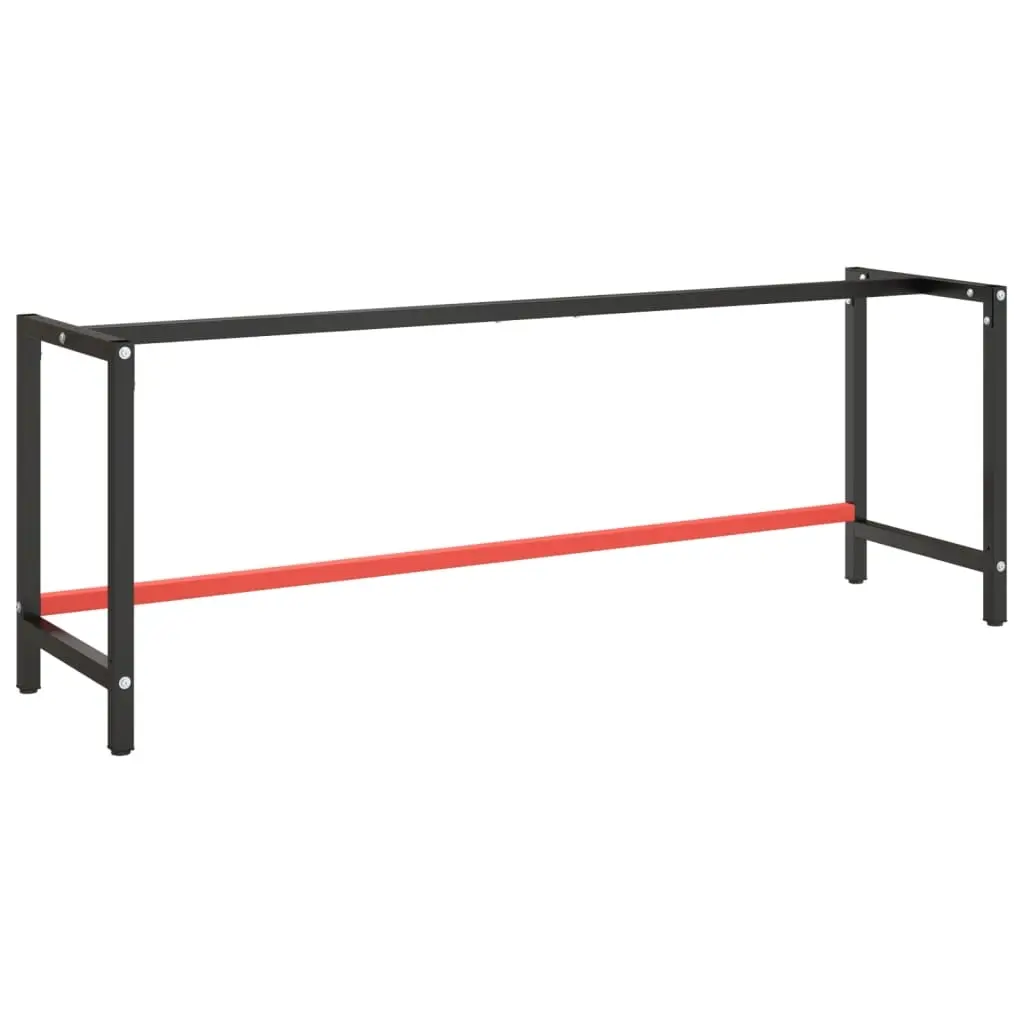 Work Bench Frame Matte Black and Matte Red 220x57x79 cm Metal 151458 - Furniture