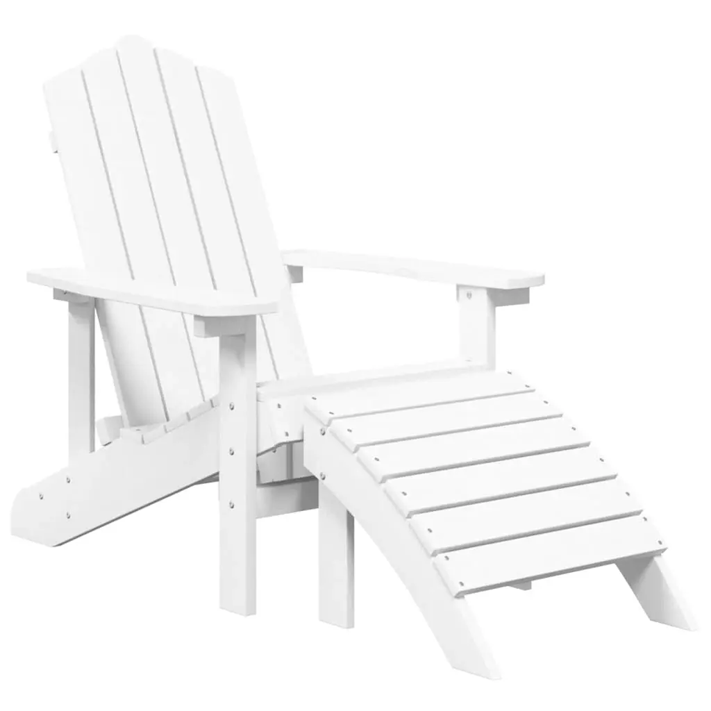Garden Adirondack Chair with Footstool HDPE White 318645 - Furniture