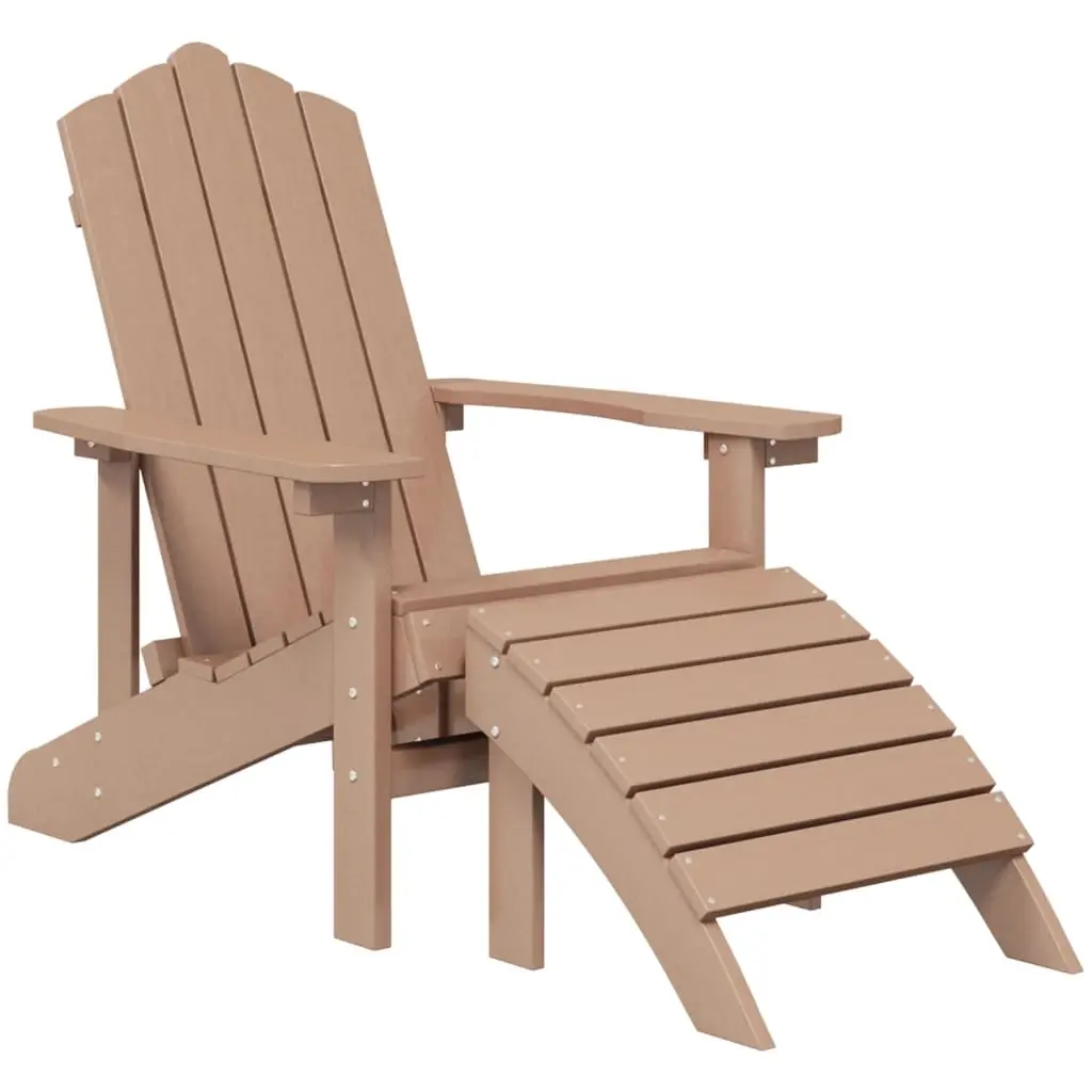 Garden Adirondack Chair with Footstool HDPE Brown 318647 - Furniture