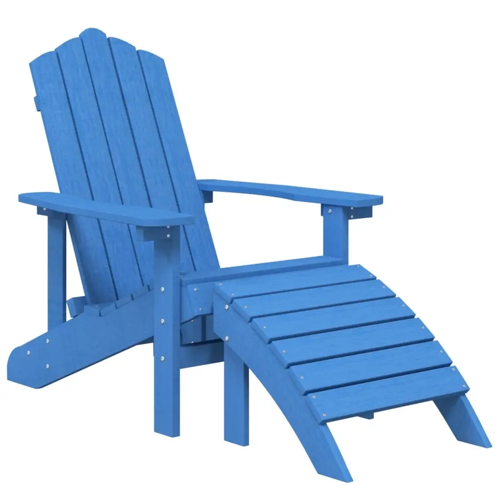 Garden Adirondack Chair with Footstool HDPE Aqua Blue 318648 - Furniture