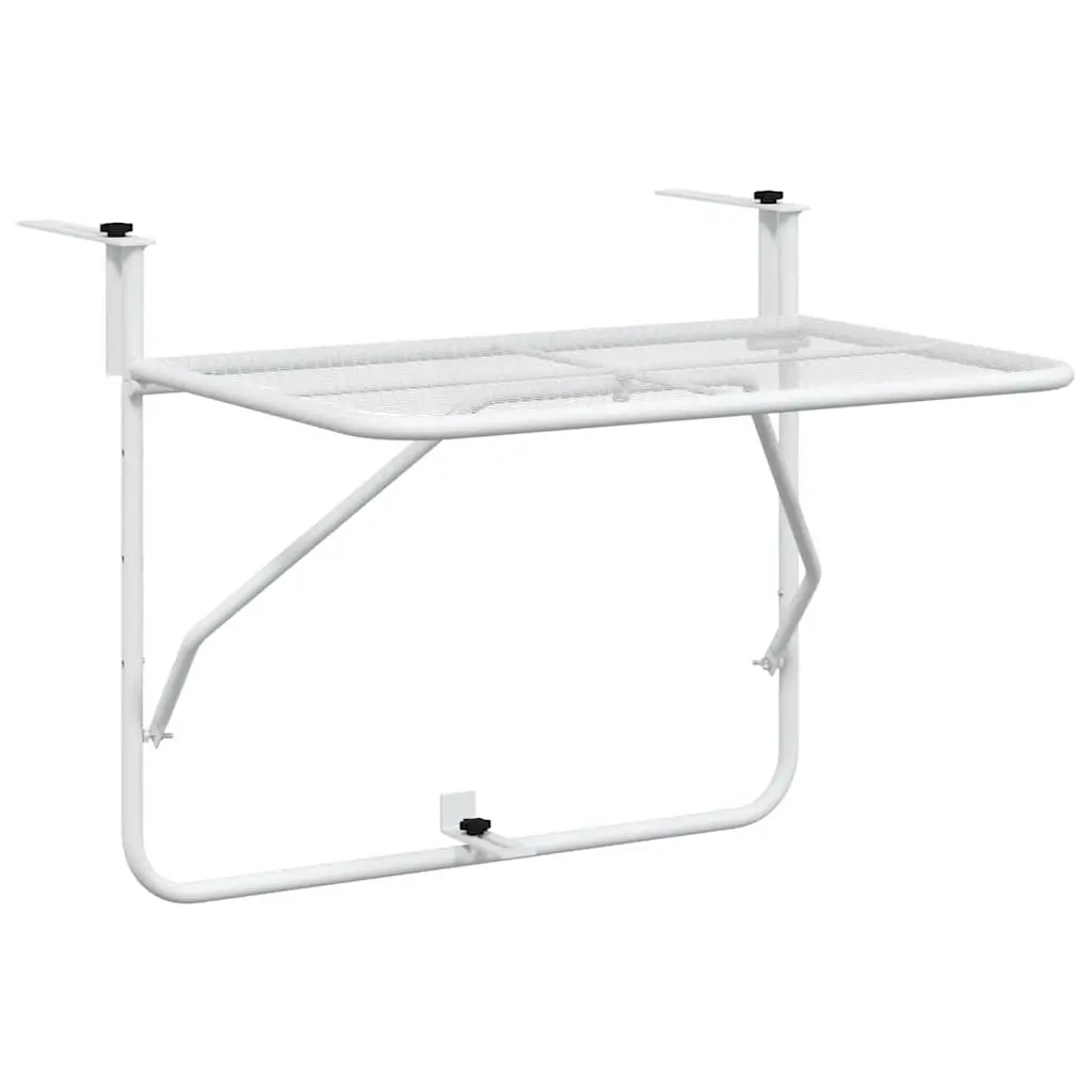 Balcony Table White 60x40 cm Steel 340916 - Furniture