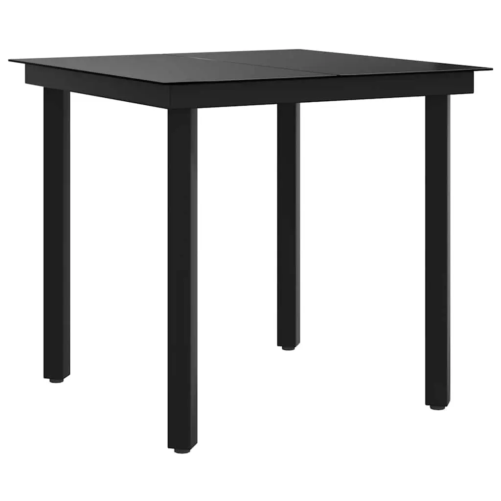 Garden Dining Table Black 80x80x74 cm Steel and Glass 318746 - Furniture