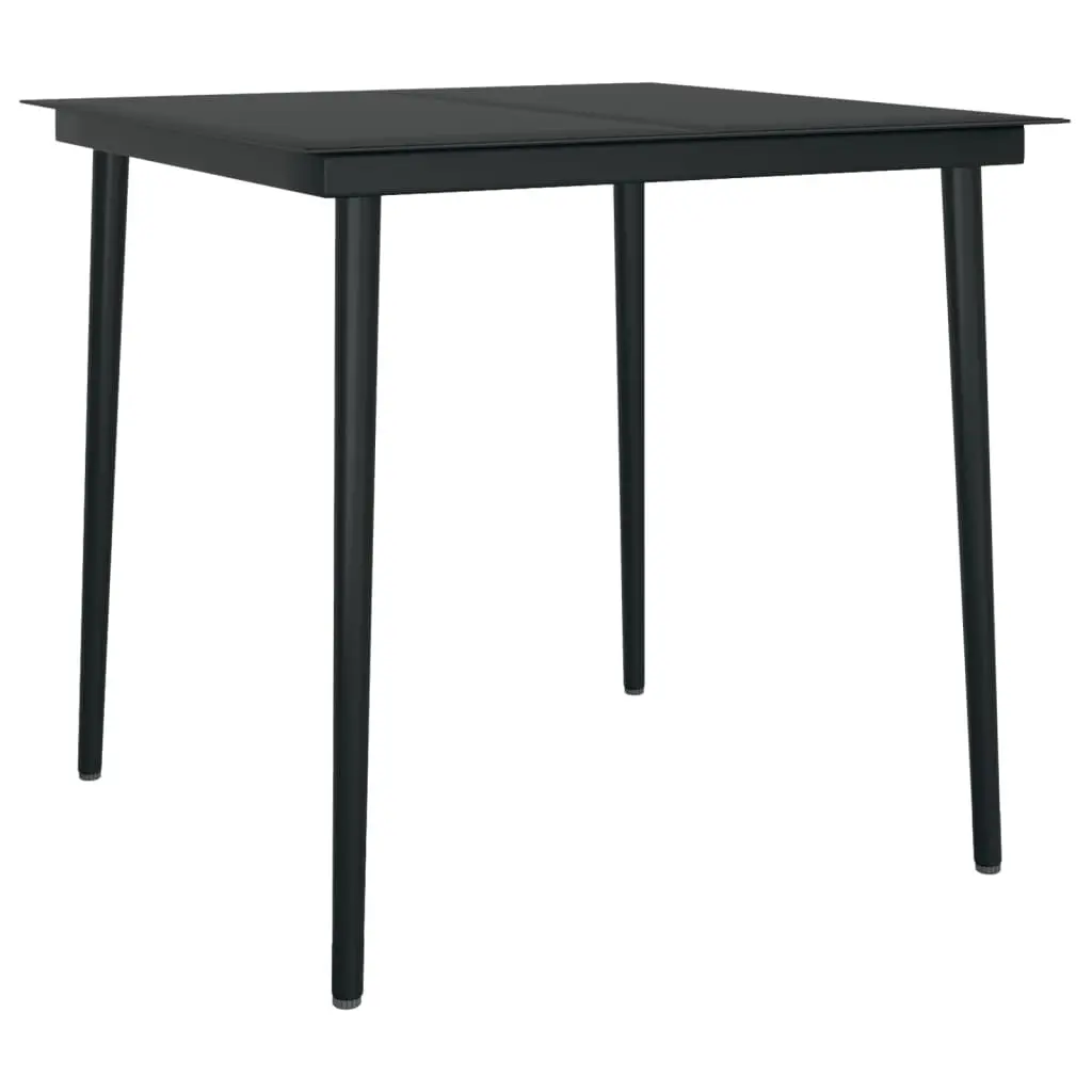 Garden Dining Table Black 80x80x74 cm Steel and Glass 318749 - Furniture