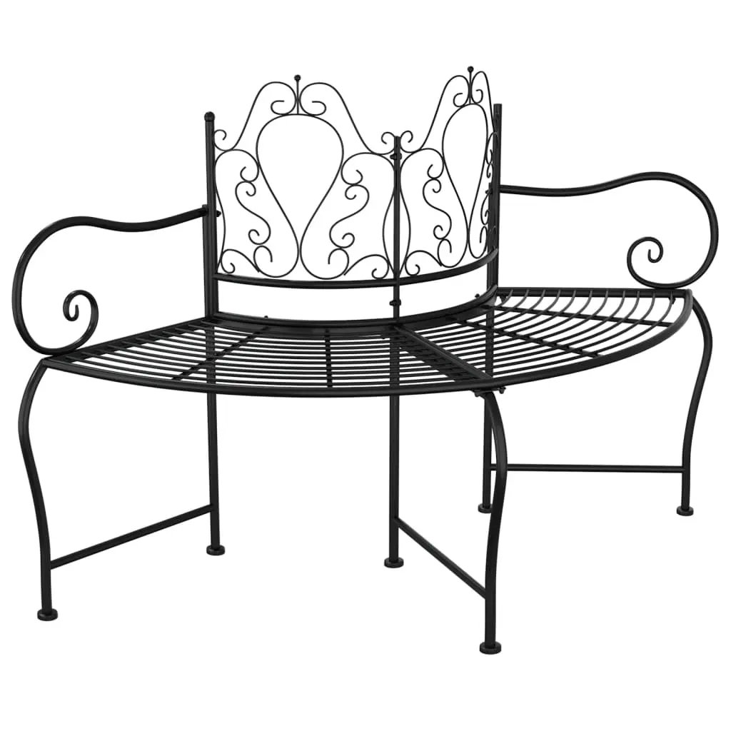 Tree Bench 150 cm Black Steel 318823 - Furniture