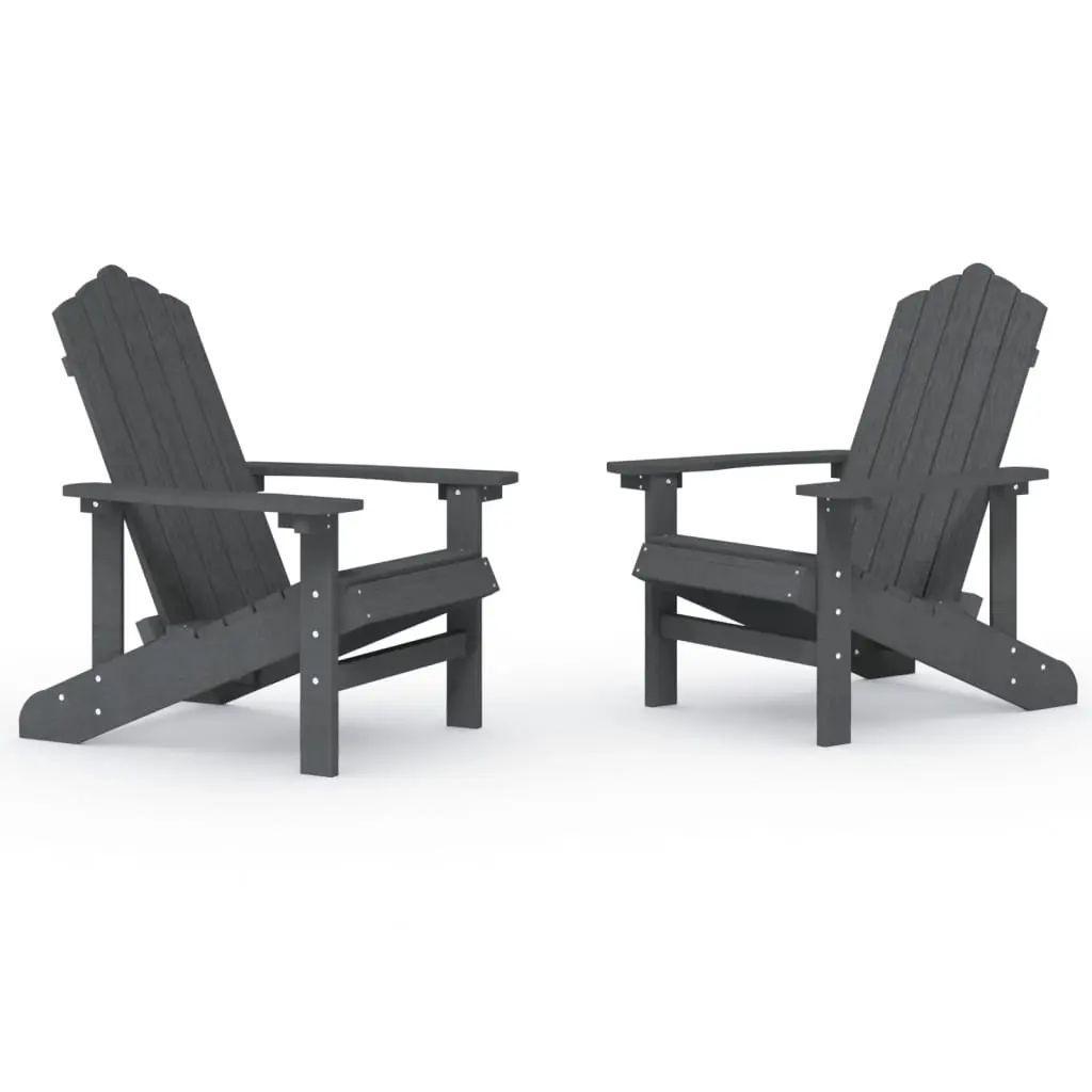Garden Adirondack Chairs 2 pcs HDPE Anthracite 3095693 - Furniture