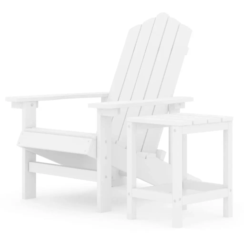 Garden Adirondack Chair with Table HDPE White 3095700 - Furniture