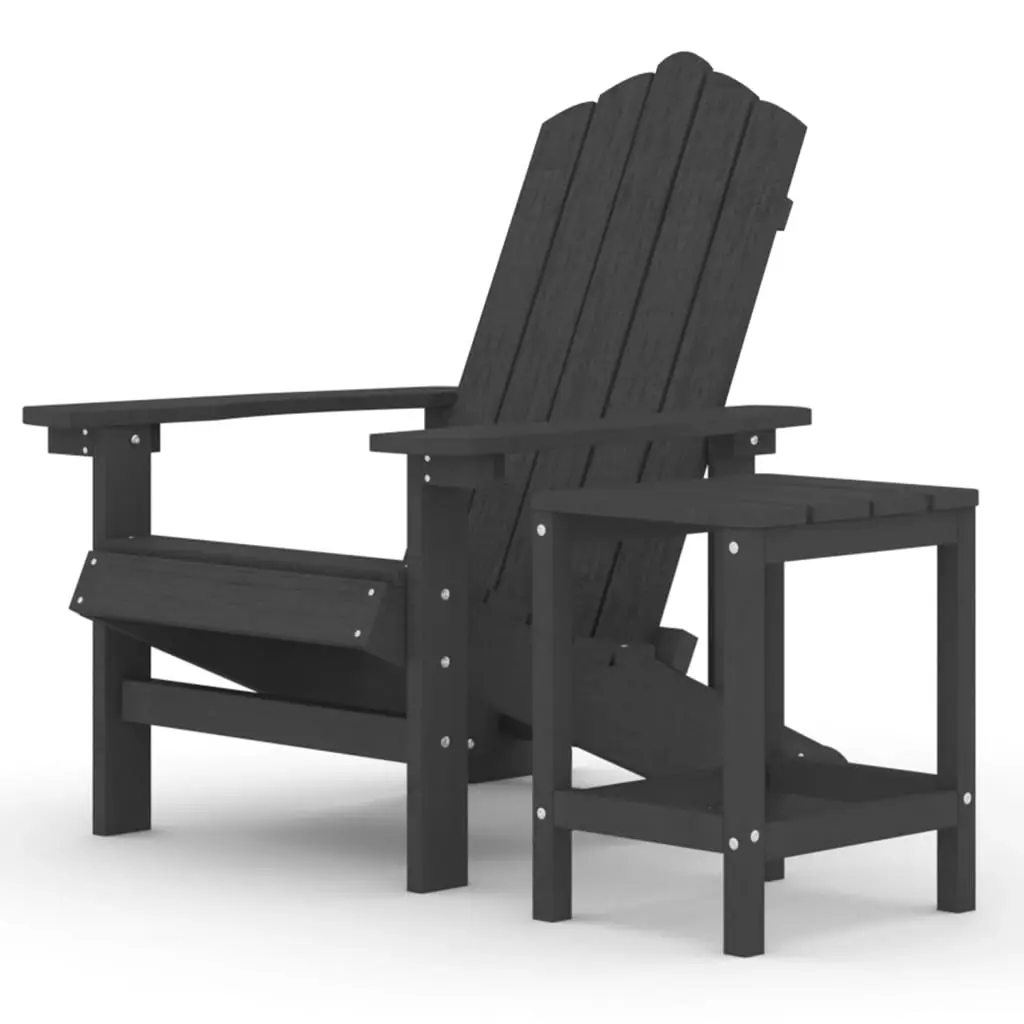 Garden Adirondack Chair with Table HDPE Anthracite 3095701 - Furniture