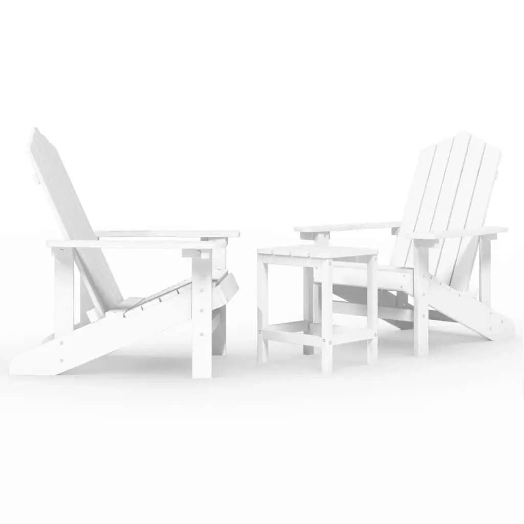 Garden Adirondack Chairs with Table HDPE White 3095704 - Furniture