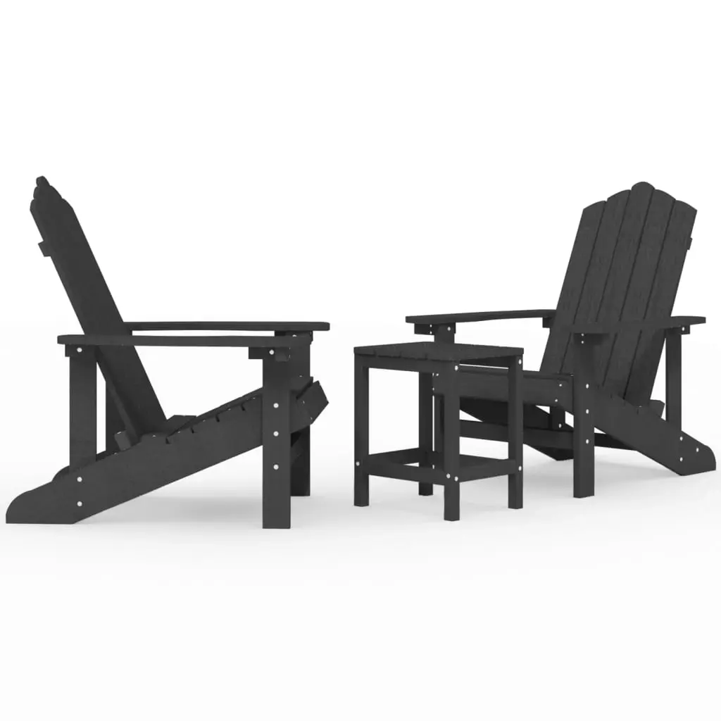 Garden Adirondack Chairs with Table HDPE Anthracite 3095705 - Furniture