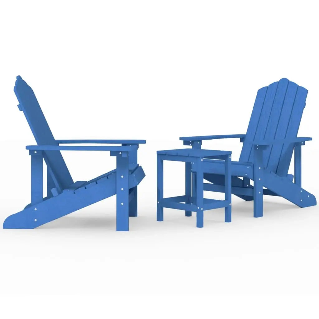 Garden Adirondack Chairs with Table HDPE Aqua Blue 3095707 - Furniture