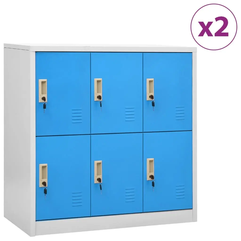 Locker Cabinets 2 pcs Light Grey and Blue 90x45x92.5 cm Steel 3095232 - Furniture