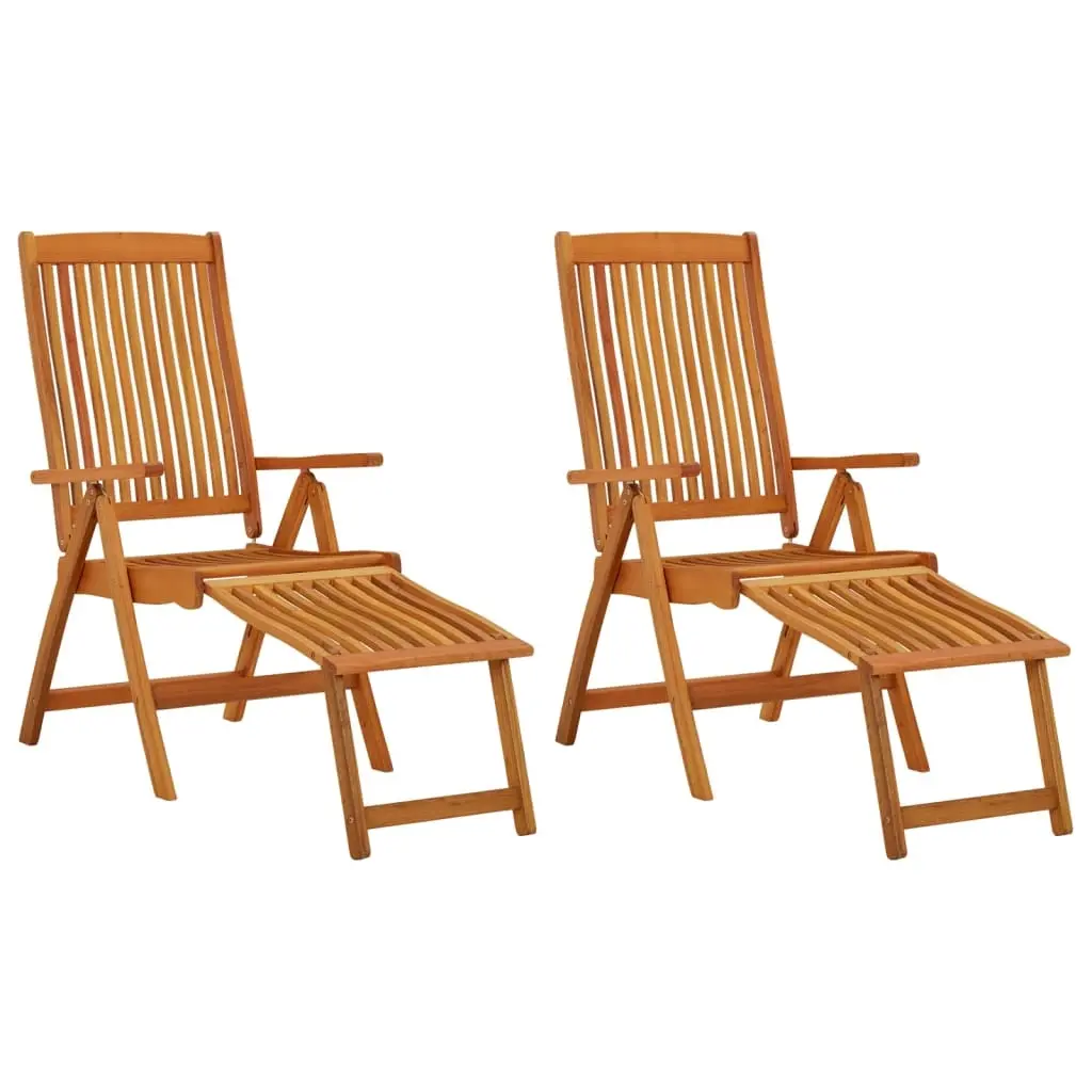 Folding Garden Chairs with Footrests 2 pcs Solid Wood Eucalyptus 316070 - Furniture