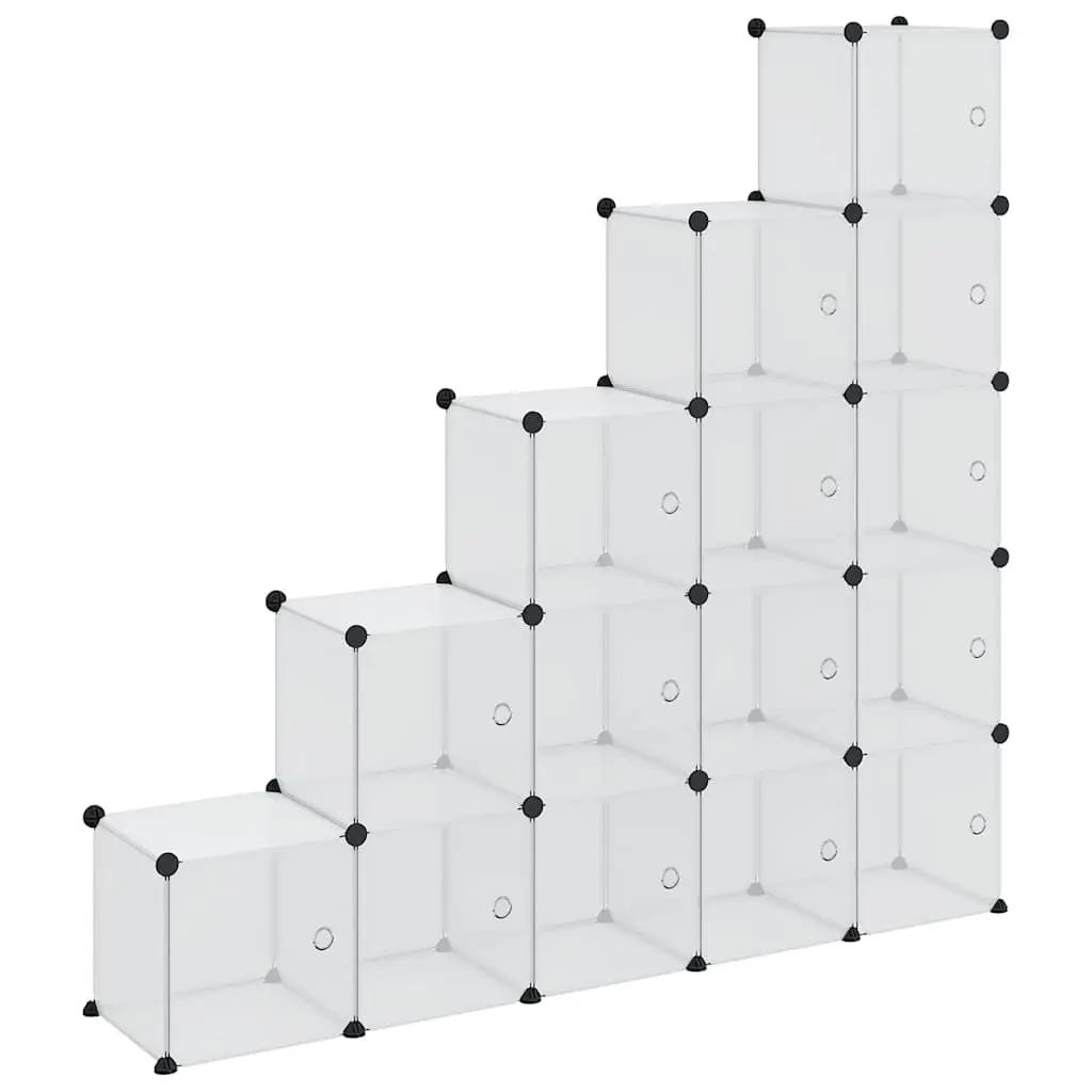 Storage Cube Organiser with 15 Cubes and Doors Transparent PP 340553 - Home & Garden