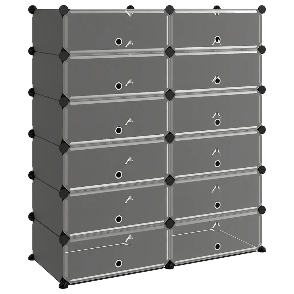 Shoe Rack Black 94.5x36.5x106 cm PP 340563 - Home & Garden