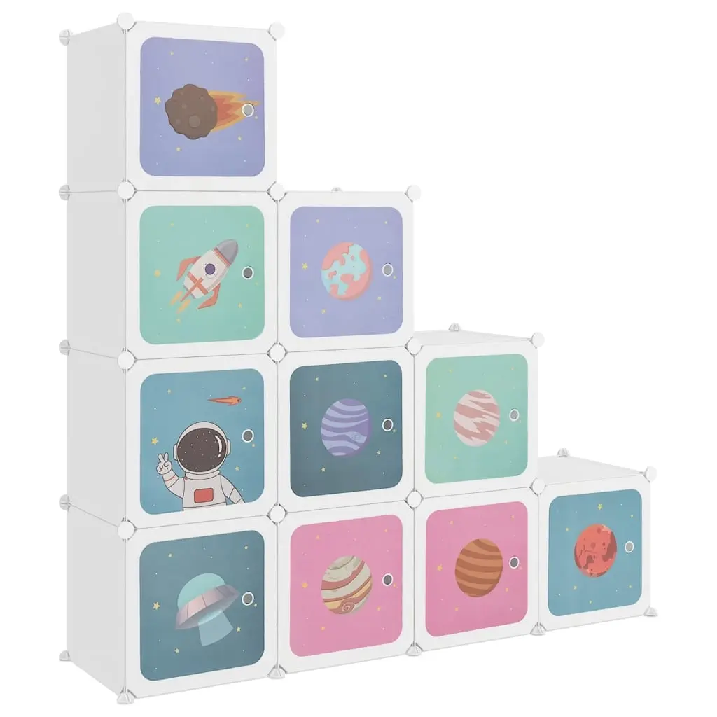 Cube Storage Cabinet for Kids with 10 Cubes White PP 340577 - Furniture