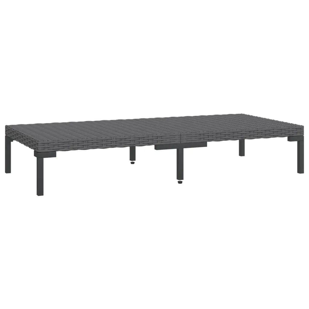 Garden Coffee Table Dark Grey Half Round Poly Rattan 318599 - Furniture