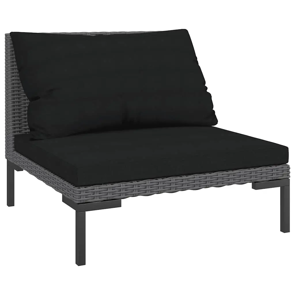Garden Sofa with Cushions Half Round Poly Rattan 318600 - Furniture