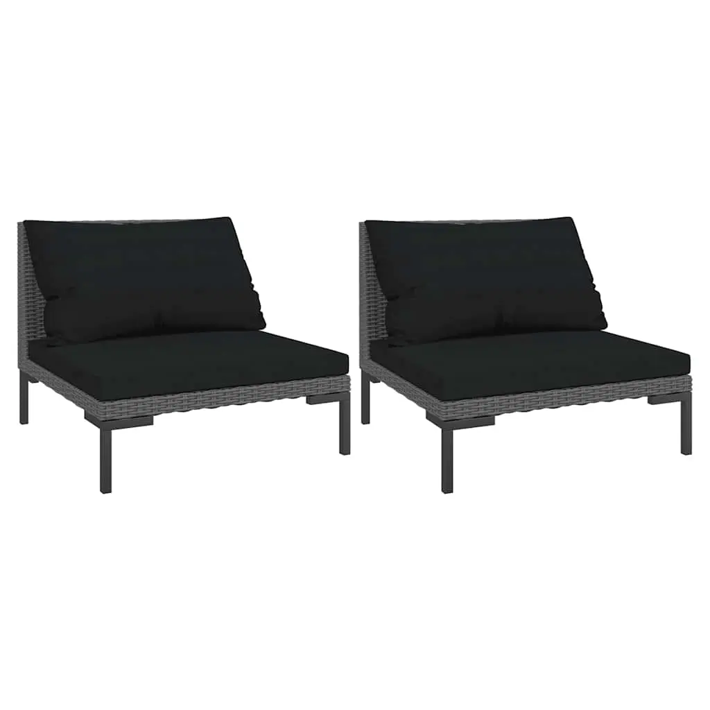 Garden Sofas 2pcs with Cushions Half Round Poly Rattan 318602 - Furniture
