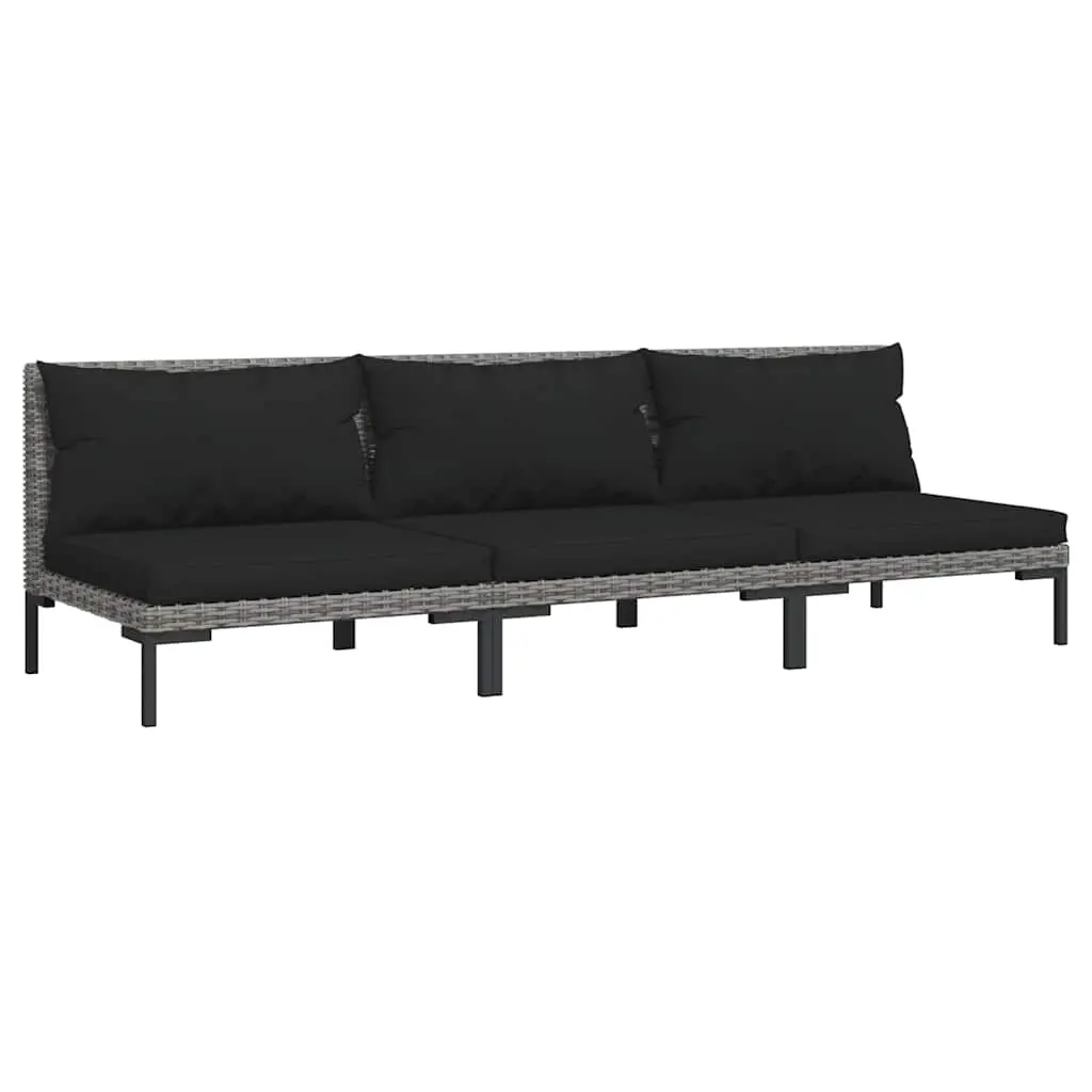 Garden Sofas 3pcs with Cushions Half Round Poly Rattan 318603 - Furniture