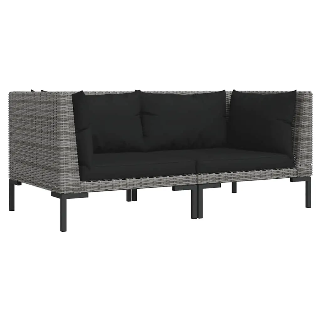 Garden Sofas 2pcs with Cushions Half Round Poly Rattan 318604 - Furniture