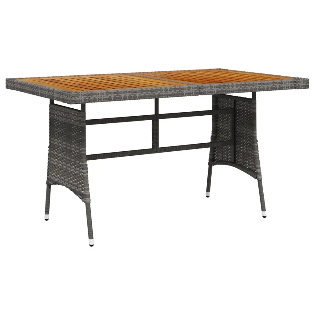 Garden Table Grey 130x70x72 cm Poly Rattan & Solid Acacia Wood 318696 - Furniture