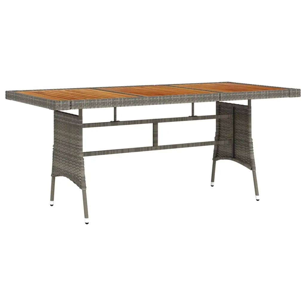 Garden Table Grey 160x70x72 cm Poly Rattan & Solid Acacia Wood 318697 - Furniture
