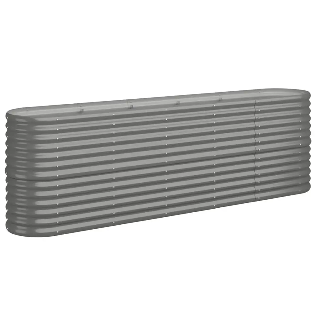 Garden Raised Bed Galvanised Steel 224x40x68 cm Grey 318899 - Home & Garden