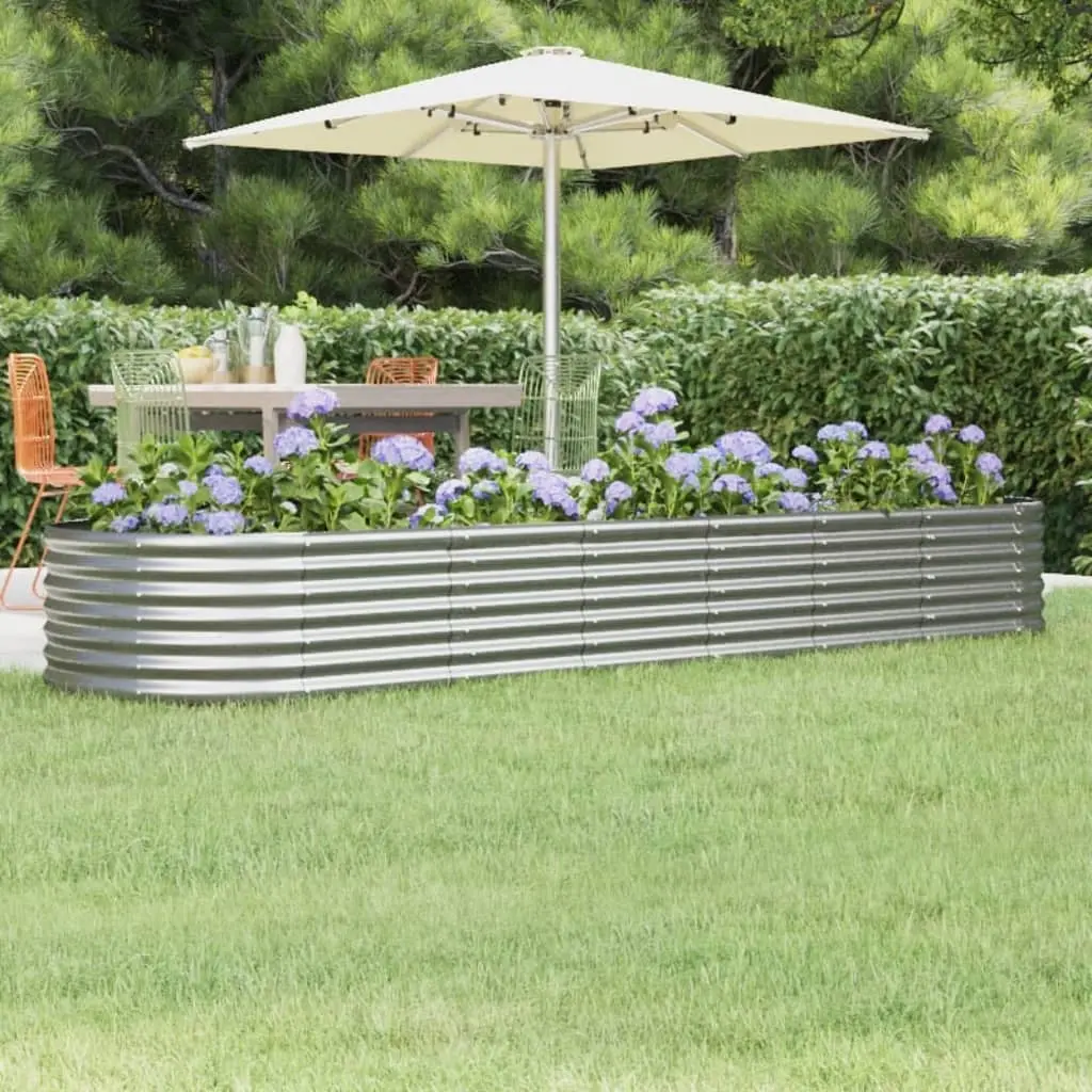 Garden Raised Bed Galvanised Steel 296x80x36 cm Silver 318927 - Home & Garden
