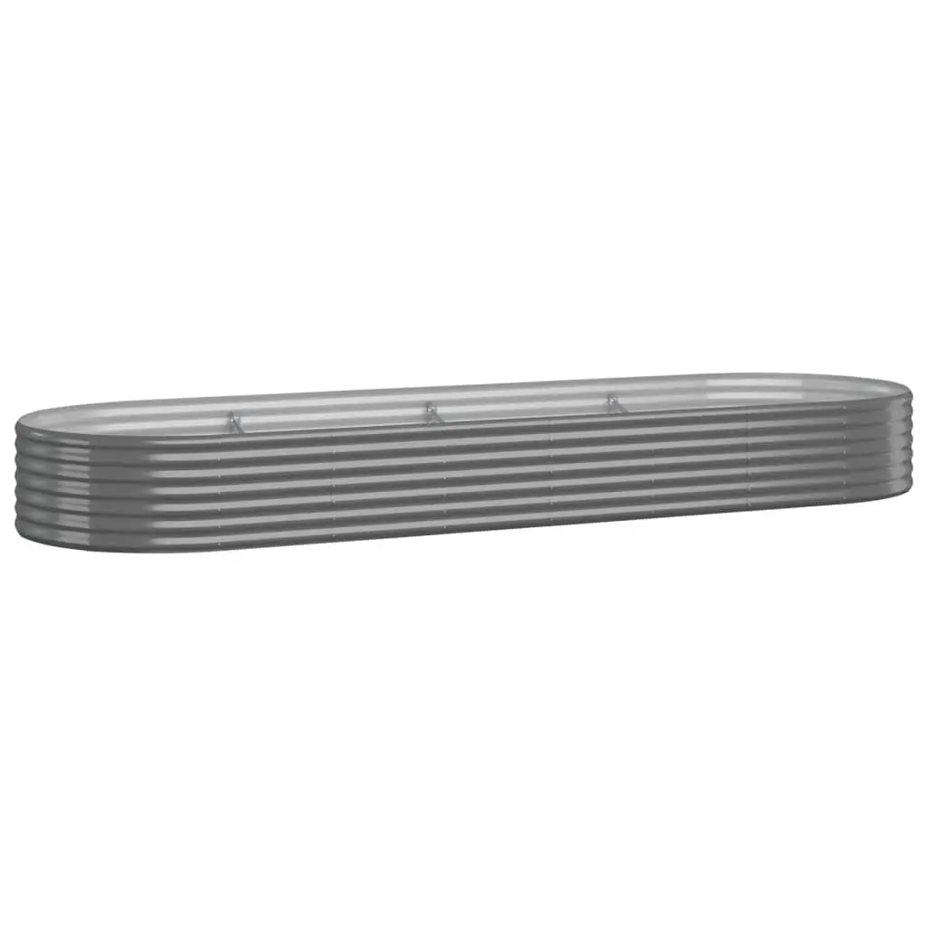 Garden Raised Bed Galvanised Steel 322x100x36 cm Grey 318999 - Home & Garden