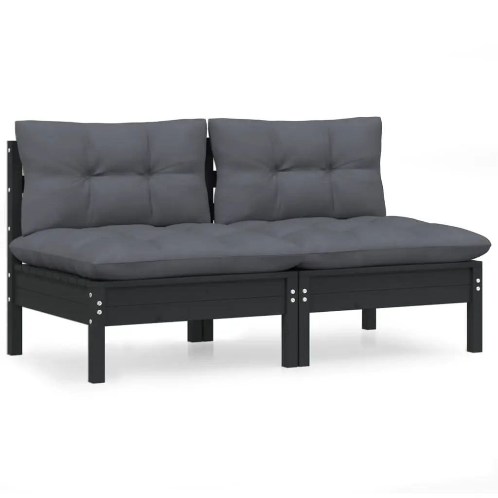 2-Seater Garden Sofa with Anthracite Cushions Solid Wood Pine 3095996
