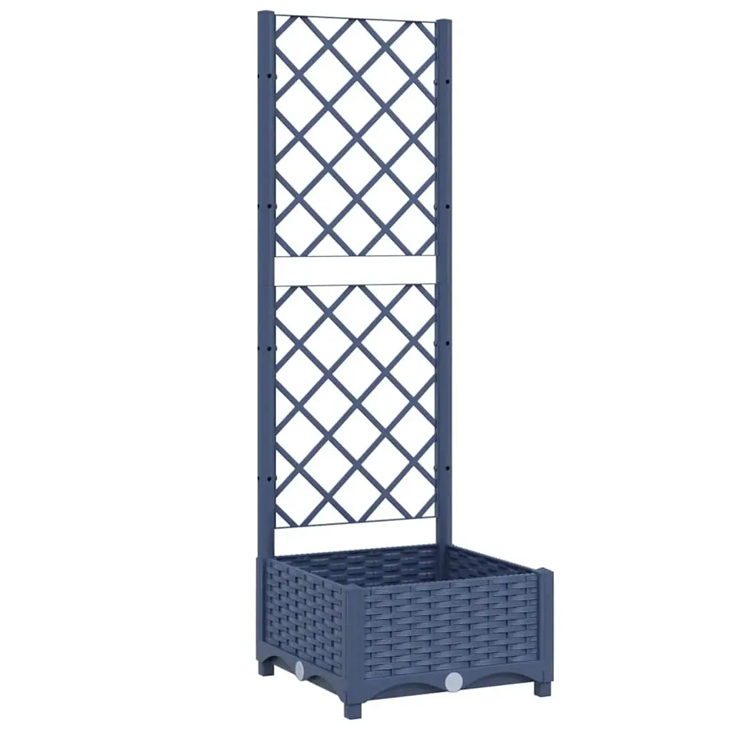 Garden Planter with Trellis Blue Grey 40x40x121.5 cm PP 318248 - Home & Garden