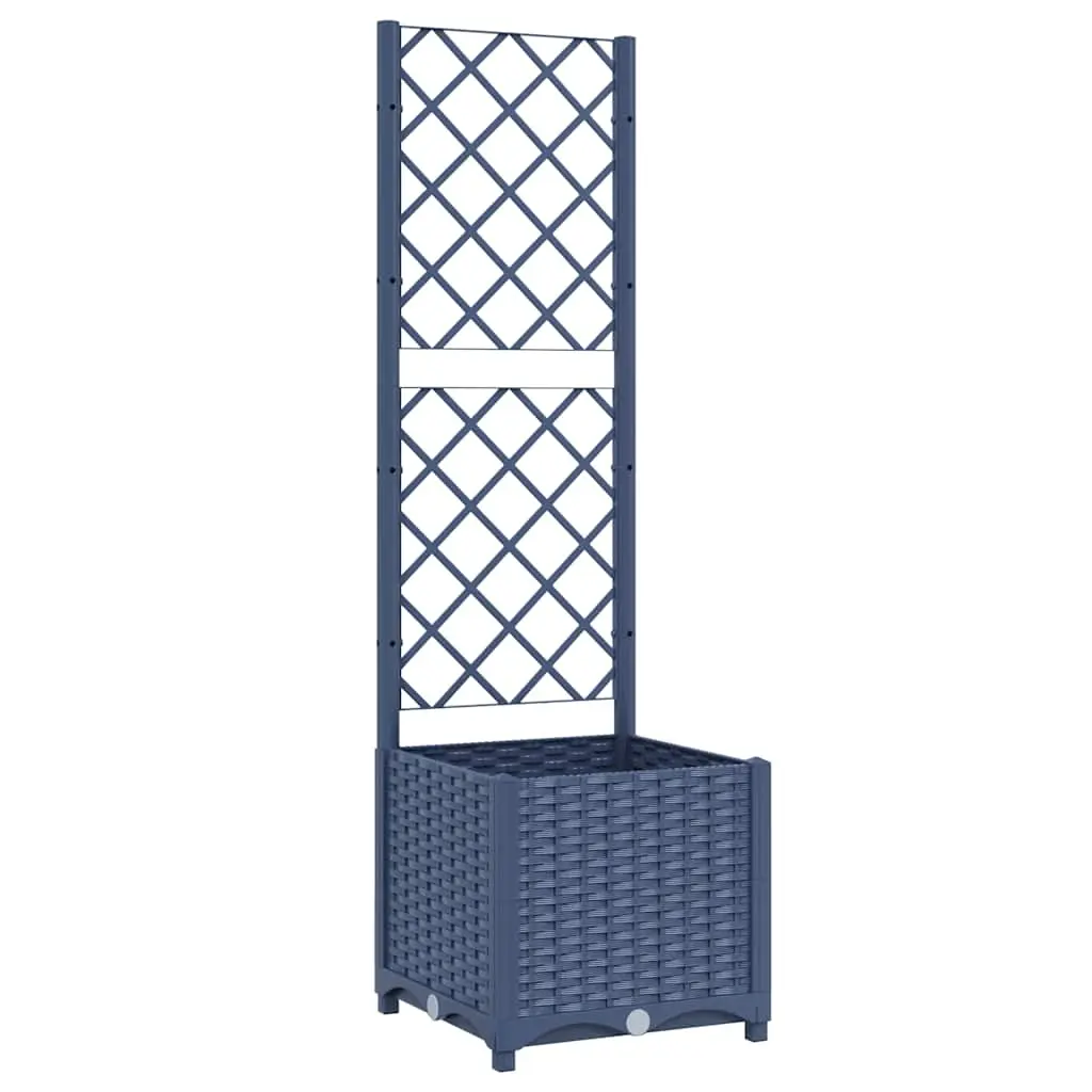 Garden Planter with Trellis Blue Grey 40x40x136 cm PP 318249 - Home & Garden