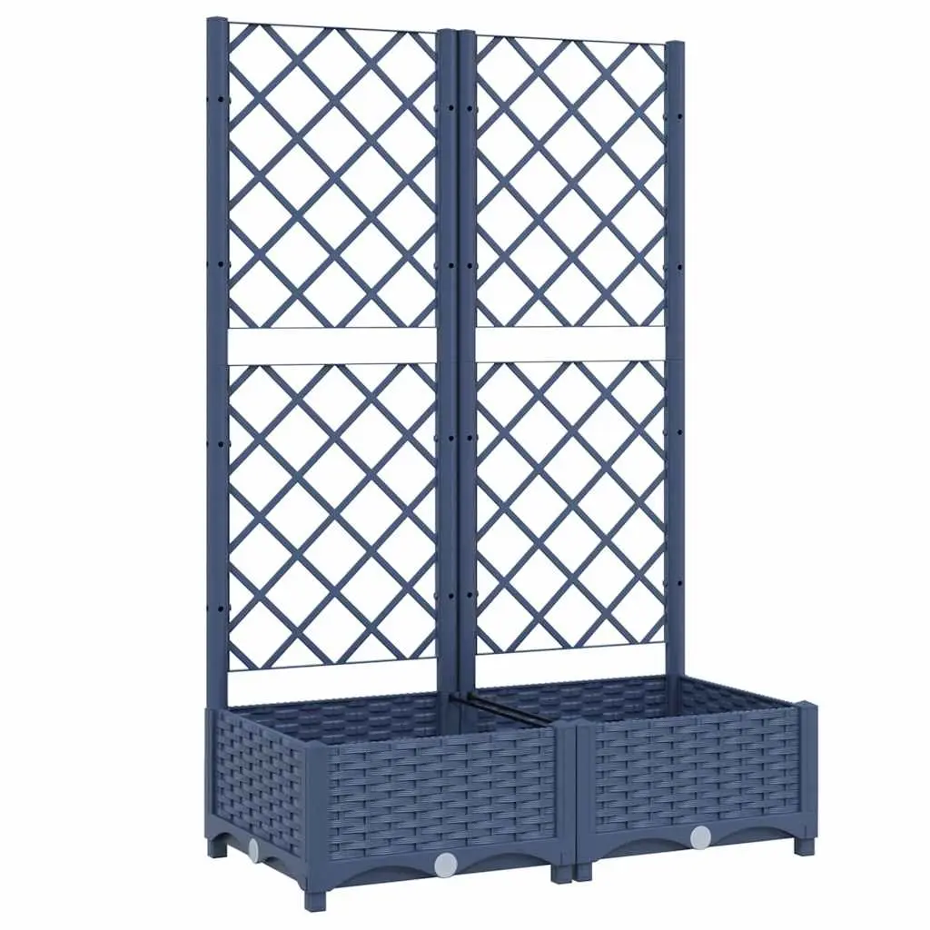 Garden Planter with Trellis Blue Grey 80x40x121.5 cm PP 318250 - Home & Garden