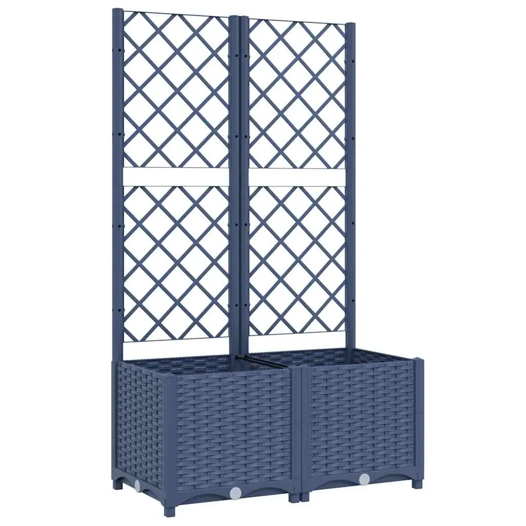 Garden Planter with Trellis Blue Grey 80x40x136 cm PP 318251 - Home & Garden