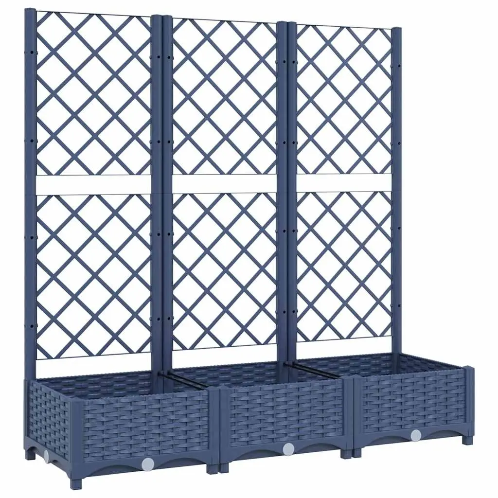 Garden Planter with Trellis Blue Grey 120x40x121.5 cm PP 318252 - Home & Garden