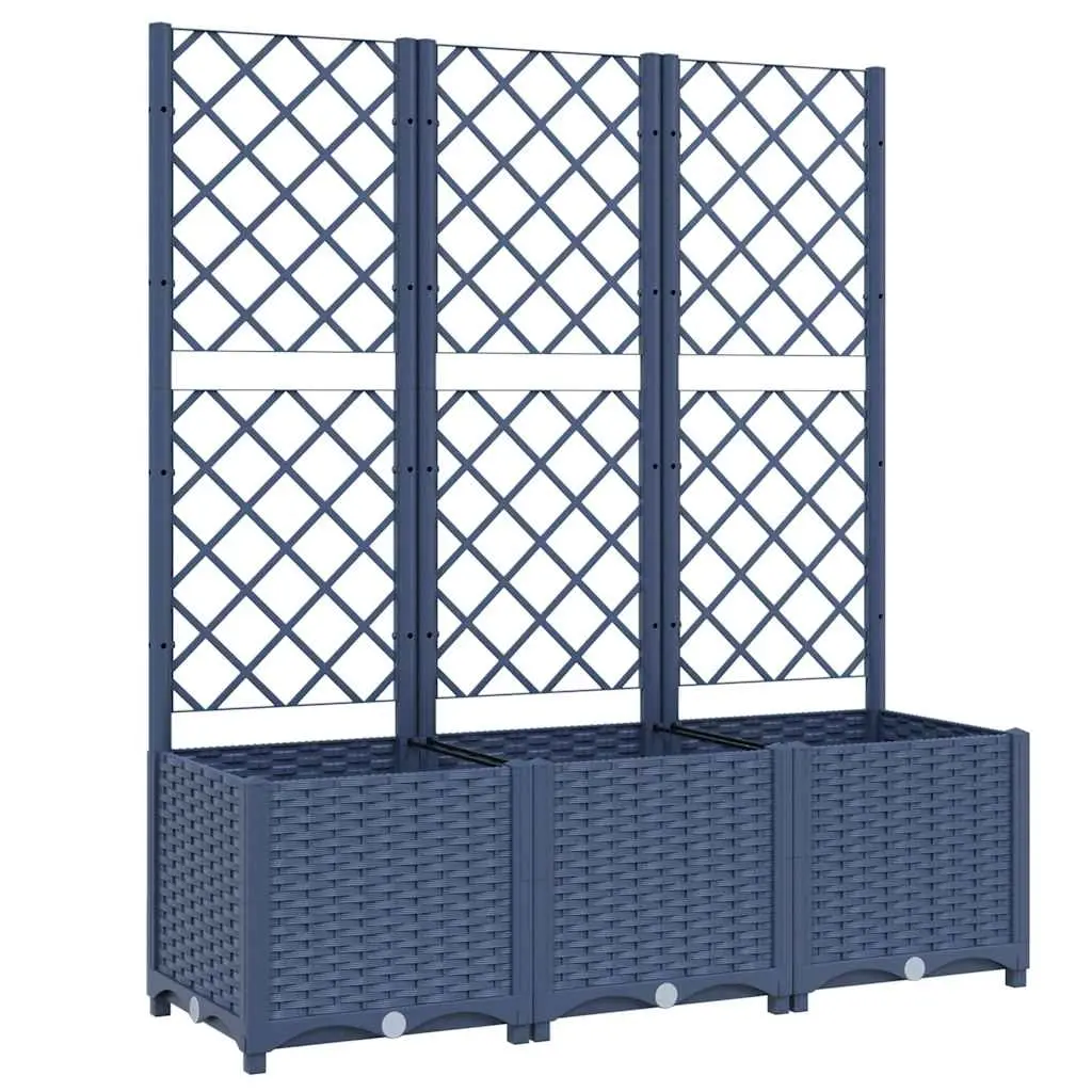 Garden Planter with Trellis Blue Grey 120x40x136 cm PP 318253 - Home & Garden