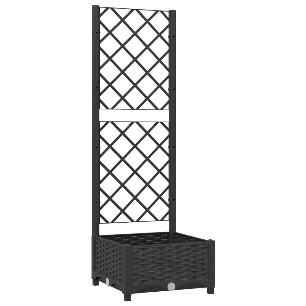 Garden Planter with Trellis Black 40x40x121.5 cm PP 318268 - Home & Garden